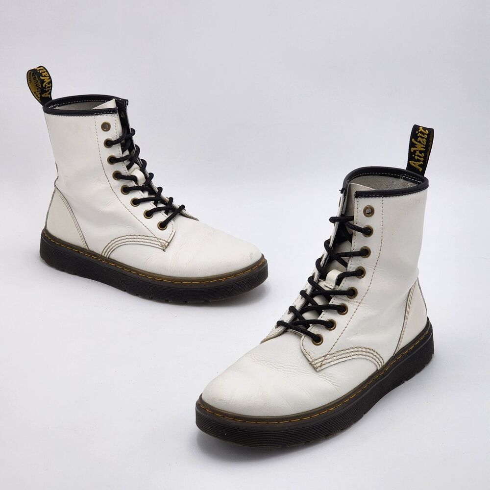 Dr. Martens Zavala White Combat Boots Women's Size 8